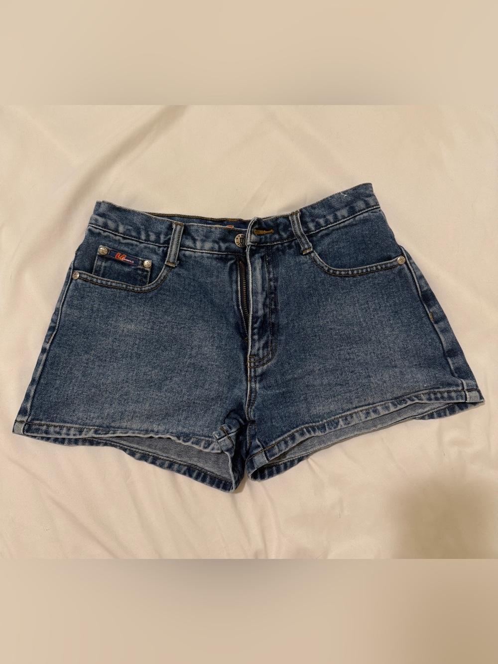Classic High-Rise Denim Shorts - Blue